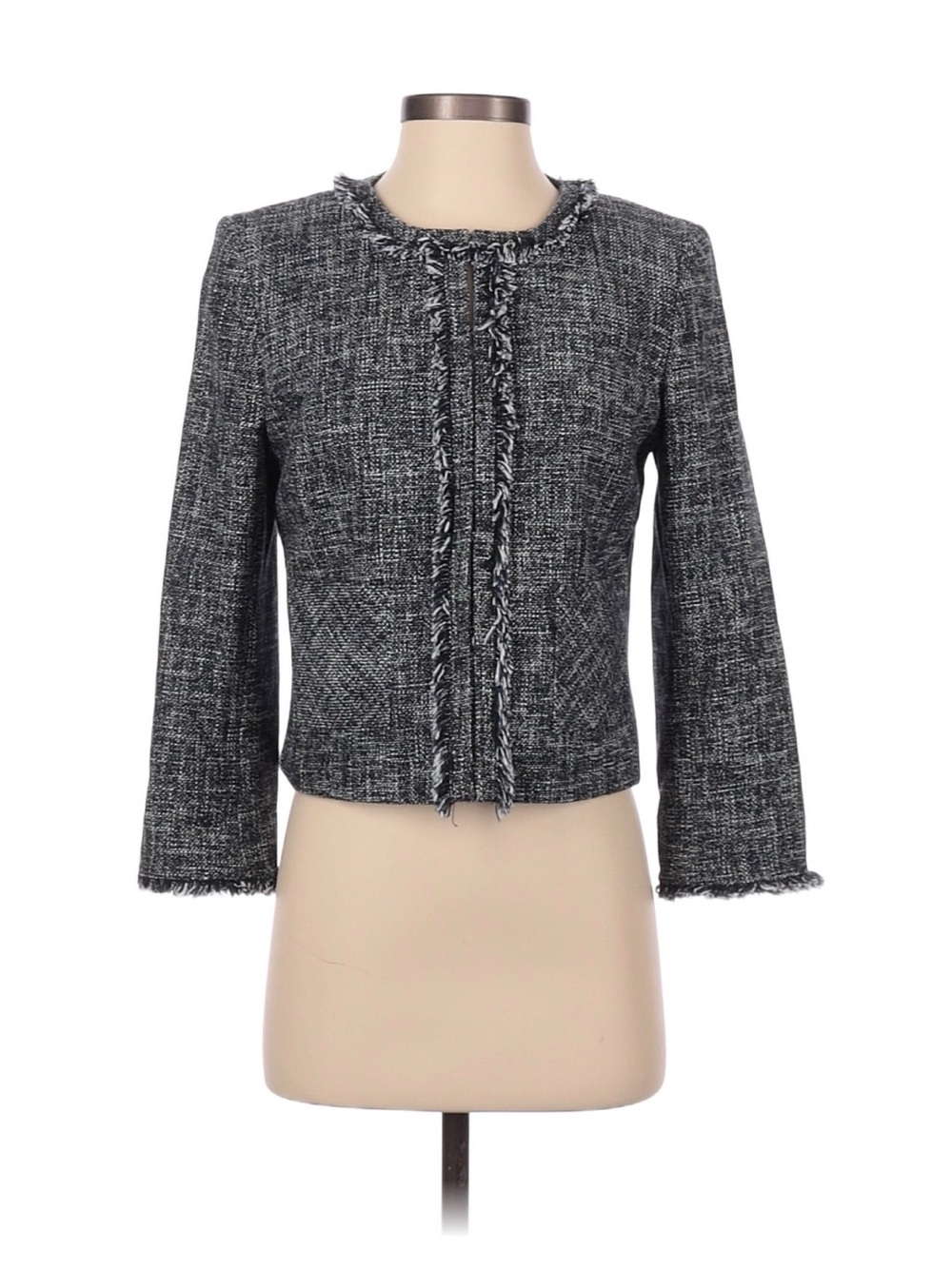 Brooks Brothers Blue Tweed Cropped Jacket